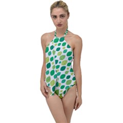Leaves Green Modern Pattern Naive Retro Leaf Organic Go With The Flow One Piece Swimsuit by genx