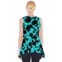 Bright Turquoise and Black Leopard Style Paint Splash Funny Pattern Side Drop Tank Tunic View2