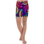 Abstract Background Spiral Colorful Kids  Lightweight Velour Capri Yoga Leggings
