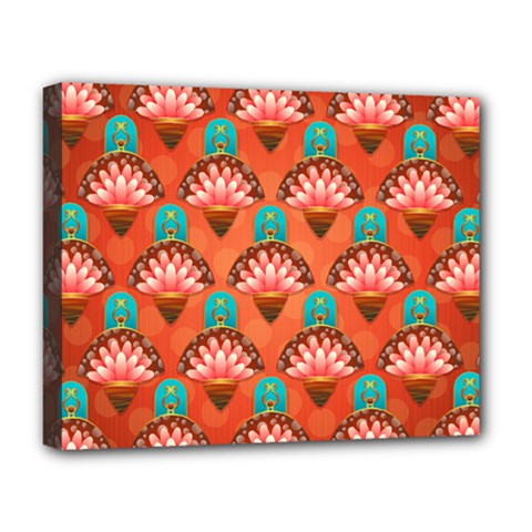 Background Floral Pattern Red Deluxe Canvas 20  X 16  (stretched) by HermanTelo