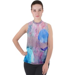 Abstract Clouds And Moon Mock Neck Chiffon Sleeveless Top by charliecreates