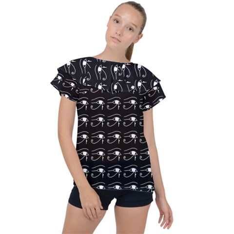 Witchcraft Symbols  Ruffle Collar Chiffon Blouse by Valentinaart