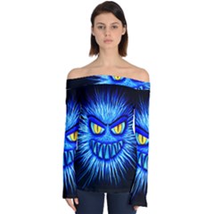 Monster Blue Attack Off Shoulder Long Sleeve Top by HermanTelo