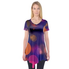 Seamless Pattern Design Tiling Short Sleeve Tunic  by HermanTelo
