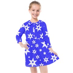 Star Background Pattern Advent Kids  Quarter Sleeve Shirt Dress by HermanTelo