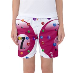 Billiard Ball Ball Game Pink Women s Basketball Shorts by HermanTelo