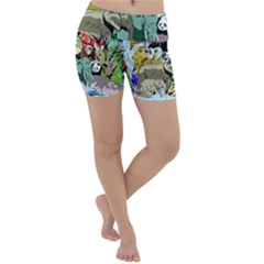 Zoo Animals Peacock Lion Hippo Lightweight Velour Yoga Shorts