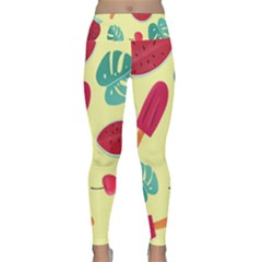 Watermelon Leaves Strawberry Lightweight Velour Classic Yoga Leggings by Pakrebo
