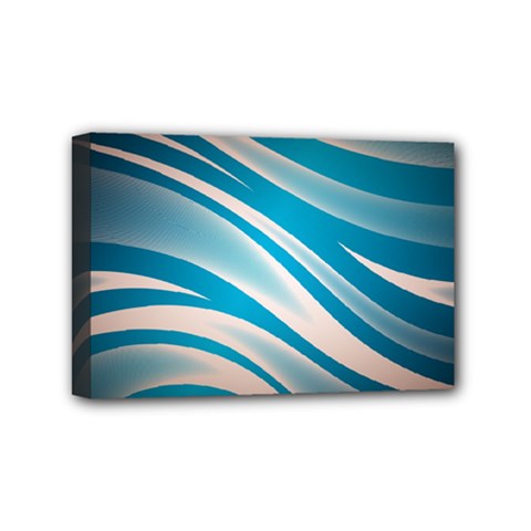 Background Abstract Blue Wavy Mini Canvas 6  X 4  (stretched) by Pakrebo