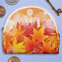 Autumn Background Maple Leaves Bokeh Horseshoe Style Canvas Pouch by Nexatart