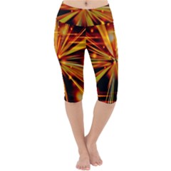 Zoom Effect Explosion Fire Sparks Lightweight Velour Cropped Yoga Leggings by HermanTelo