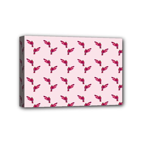 Pink Parrot Pattern Mini Canvas 6  X 4  (stretched)