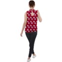 Lazy Bat One Red Pattern Mock Neck Chiffon Sleeveless Top View2