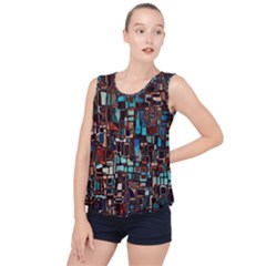 Mosaic Abstract Bubble Hem Chiffon Tank Top by HermanTelo
