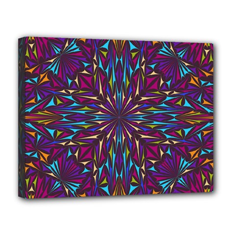Kaleidoscope Triangle Curved Canvas 14  X 11  (stretched) by HermanTelo