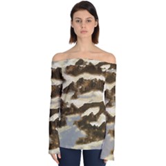 Mountains Ocean Clouds Off Shoulder Long Sleeve Top