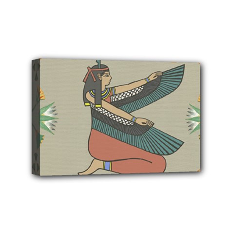 Egyptian Woman Wings Design Mini Canvas 6  X 4  (stretched)