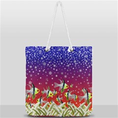 Sea Snow Christmas Coral Fish Full Print Rope Handle Tote (large) by HermanTelo