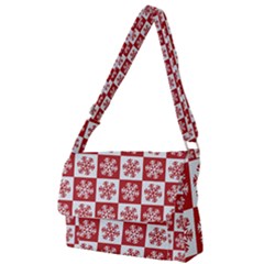 Snowflake Red White Full Print Messenger Bag by HermanTelo