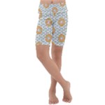 Stamping Pattern Yellow Kids  Lightweight Velour Cropped Yoga Leggings