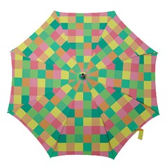 Checkerboard Pastel Squares Hook Handle Umbrellas (small) by Sapixe