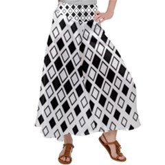 Square Diagonal Pattern Monochrome Satin Palazzo Pants by Sapixe