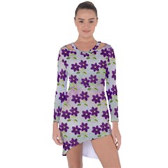 Purple Flower Asymmetric Cut-out Shift Dress by Bajindul