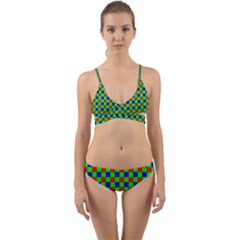 Check Pattern Red, Green, Blue Wrap Around Bikini Set by ChastityWhiteRose