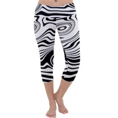 Lines Abstract Distorted Texture Capri Yoga Leggings by Pakrebo
