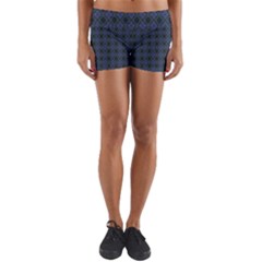 Argyle Dark Purple Black Pattern Yoga Shorts