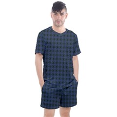 Argyle Dark Purple Black Pattern Men s Mesh Tee And Shorts Set