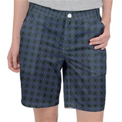 Argyle Dark Purple Black Pattern Pocket Shorts by BrightVibesDesign