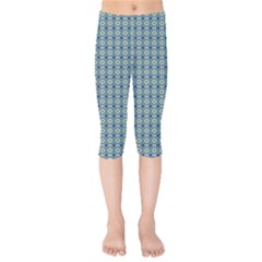 Ornate Oval  Pattern Blue Orange Kids  Capri Leggings  by BrightVibesDesign