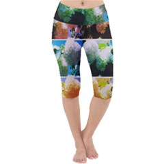 Bright Snowball Branch Collage (iii) Lightweight Velour Cropped Yoga Leggings by okhismakingart