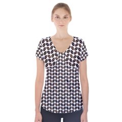 Coffee Beans Pattern Illustrator Short Sleeve Front Detail Top