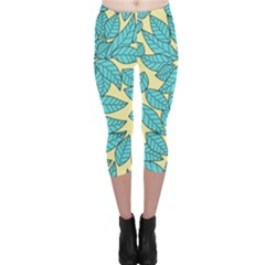 Leaves Dried Leaves Stamping Capri Leggings  by Pakrebo