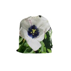 Blue Centered Tulip Drawstring Pouch (medium) by okhismakingart