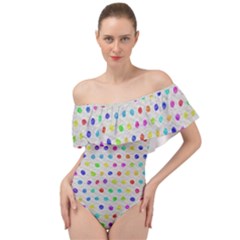 Social Disease - Polka Dot Design Off Shoulder Velour Bodysuit  by WensdaiAmbrose
