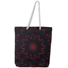 Fractal Glowing Abstract Digital Full Print Rope Handle Tote (large) by Pakrebo