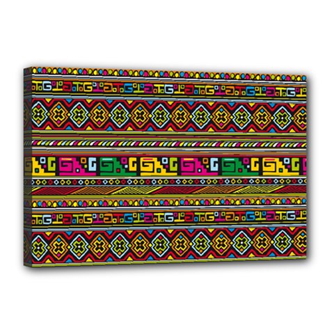 Traditional Africa Border Wallpaper Pattern Colored Canvas 18  X 12  (stretched) by EDDArt