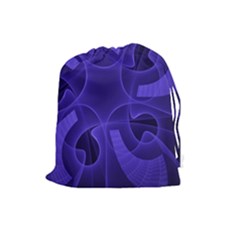 Fractal Blue Star Abstract Drawstring Pouch (large) by Pakrebo