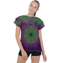 Purple Mandala Fractal Glass Ruffle Collar Chiffon Blouse