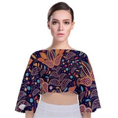 Paisley Tie Back Butterfly Sleeve Chiffon Top by Sobalvarro