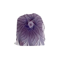 Purple Lavender Wisps White Drawstring Pouch (medium) by Pakrebo