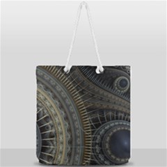 Fractal Spikes Gears Abstract Full Print Rope Handle Tote (large) by Pakrebo