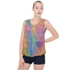 Triangle Pattern Mosaic Shape Bubble Hem Chiffon Tank Top by Pakrebo