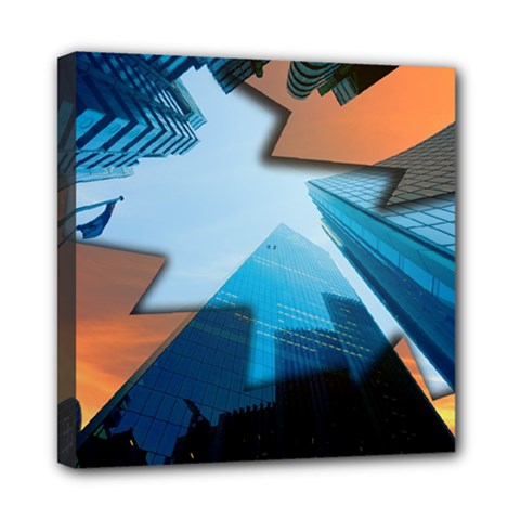London Skyscraper Lighting Contrast Mini Canvas 8  X 8  (stretched) by Pakrebo