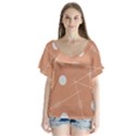 Background Non Seamless Pattern Abstract V-Neck Flutter Sleeve Top View1