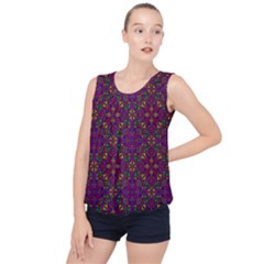 Triangle Pattern Kaleidoscope Color Bubble Hem Chiffon Tank Top by Pakrebo