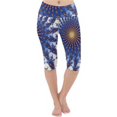 Fractal Spiral Curve Abstraction Lightweight Velour Cropped Yoga Leggings by Pakrebo